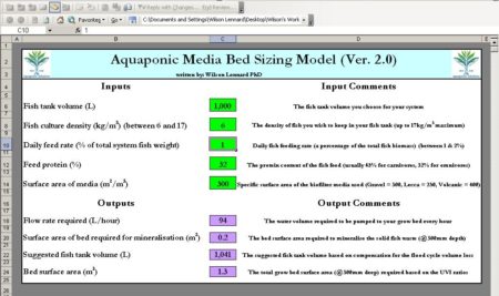 Calculadora de dimensionamento de cama de mídia de aquaponia